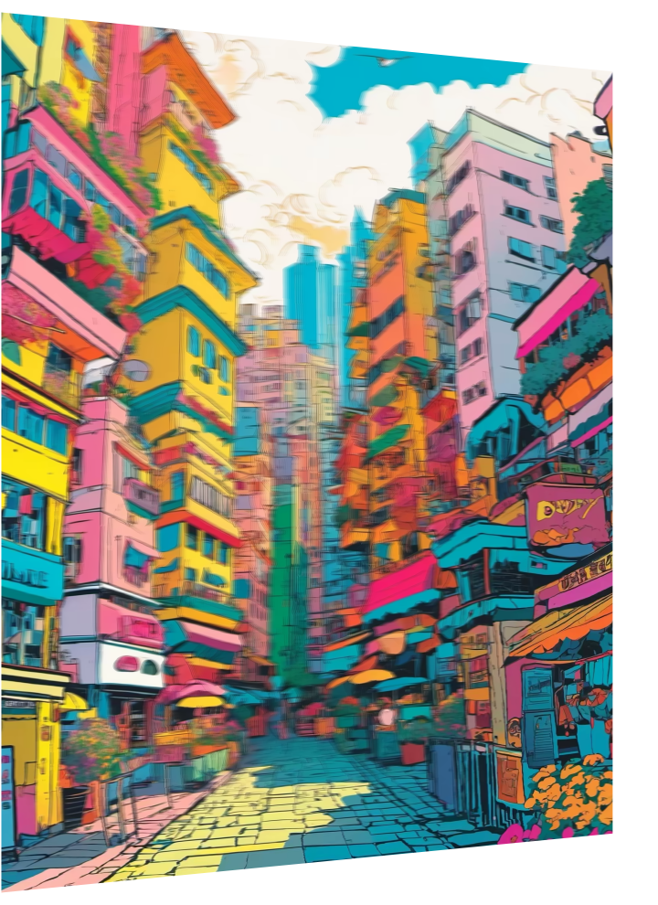 3D Lenticular Poster – Animated Neon Cityscape Wall Art