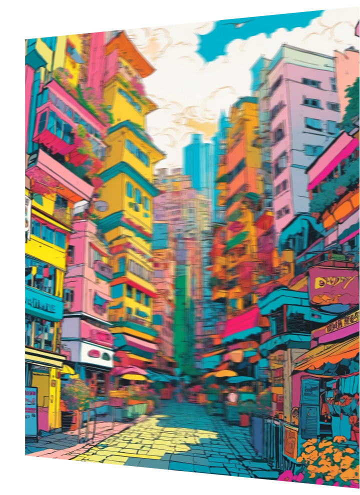 3D Lenticular Poster – Animated Neon Cityscape Wall Art