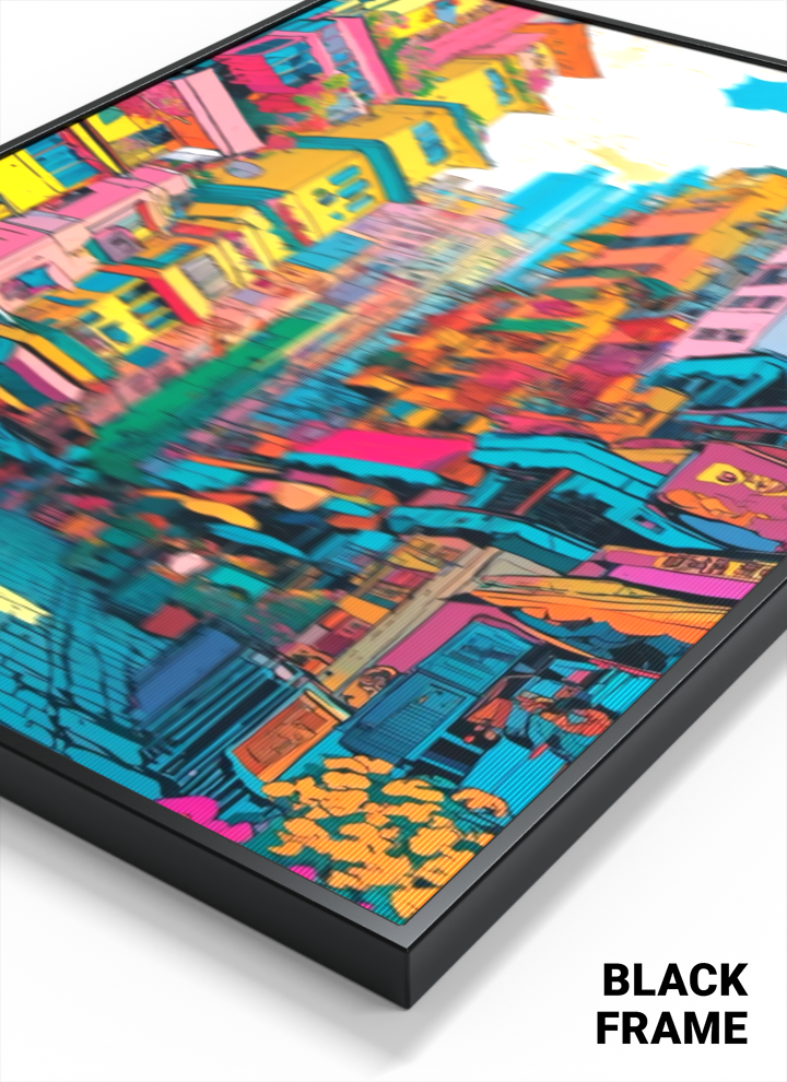 3D Lenticular Poster – Animated Neon Cityscape Wall Art