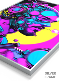 3D Lenticular Poster – Neon Cyborg Futuristic Wall Art