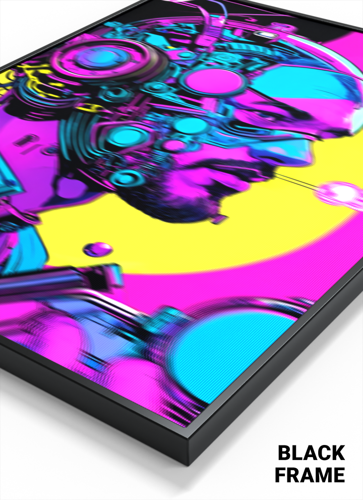 3D Lenticular Poster – Neon Cyborg Futuristic Wall Art
