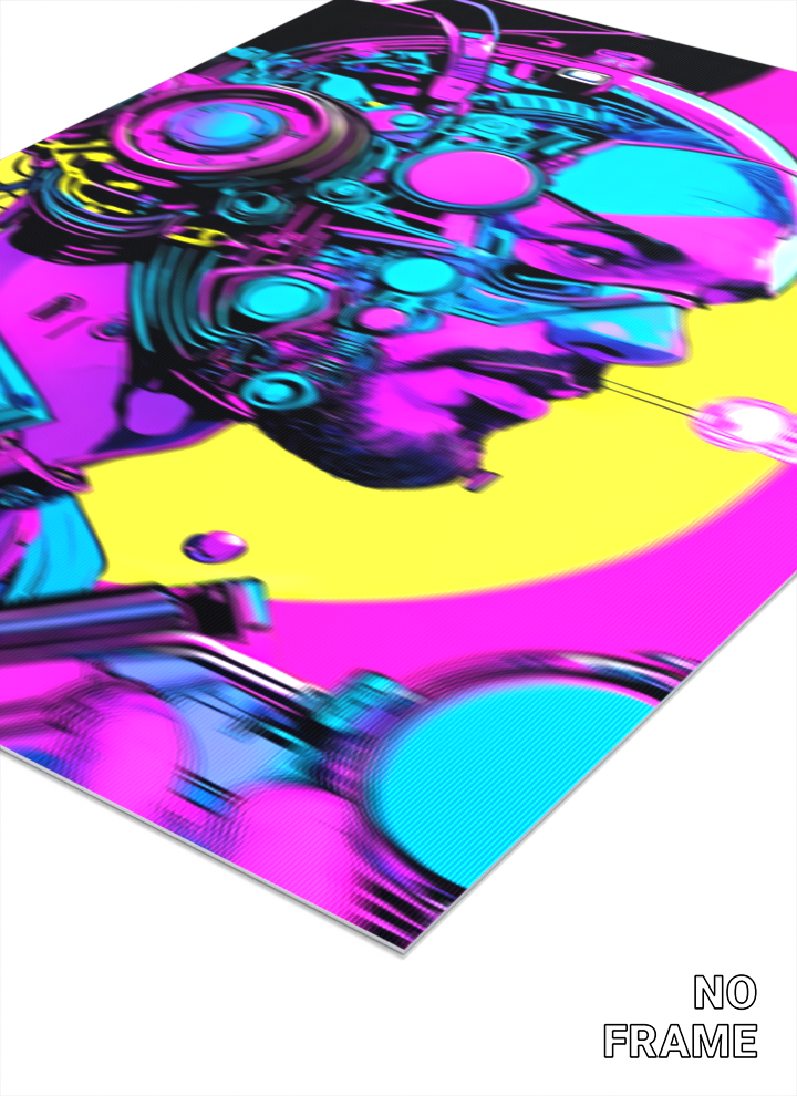 3D Lenticular Poster – Neon Cyborg Futuristic Wall Art