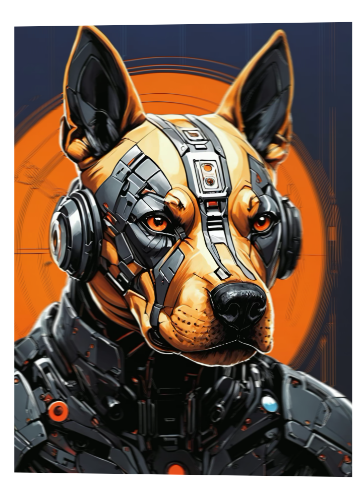 3D Cyber Dog Wall Art – Futuristic Lenticular Print