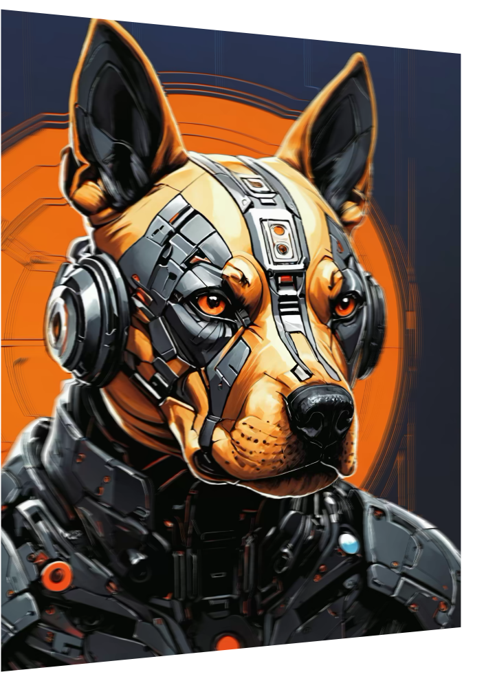 3D Cyber Dog Wall Art – Futuristic Lenticular Print