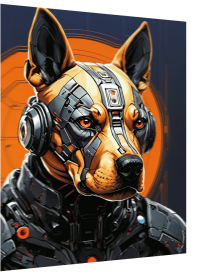 3D Cyber Dog Wall Art – Futuristic Lenticular Print