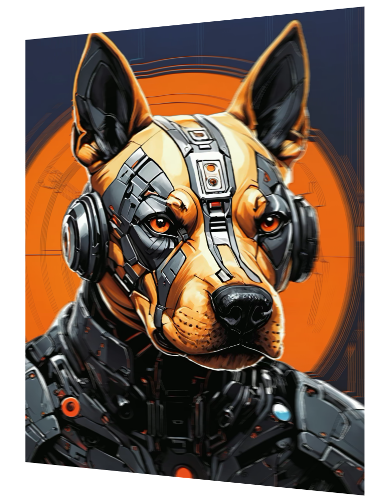 3D Cyber Dog Wall Art – Futuristic Lenticular Print
