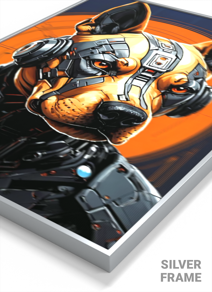 3D Cyber Dog Wall Art – Futuristic Lenticular Print