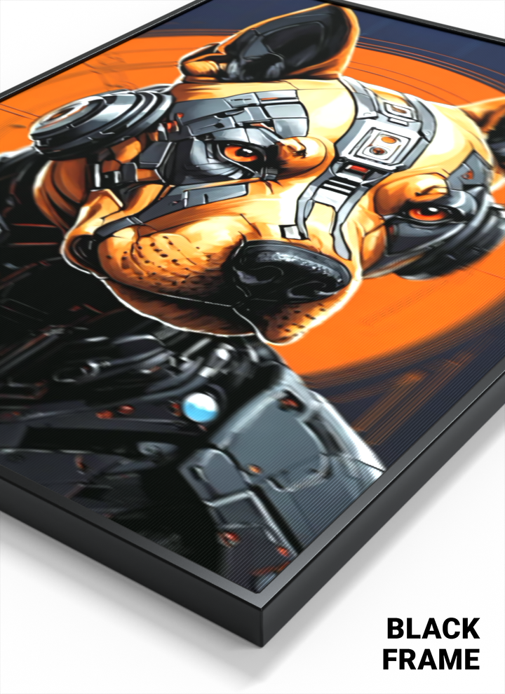 3D Cyber Dog Wall Art – Futuristic Lenticular Print