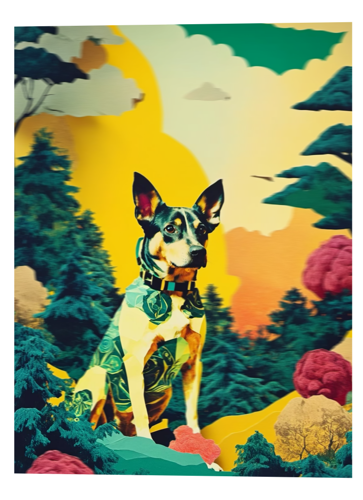 3D Lenticular Poster – Animated Paper Dog Wall Art