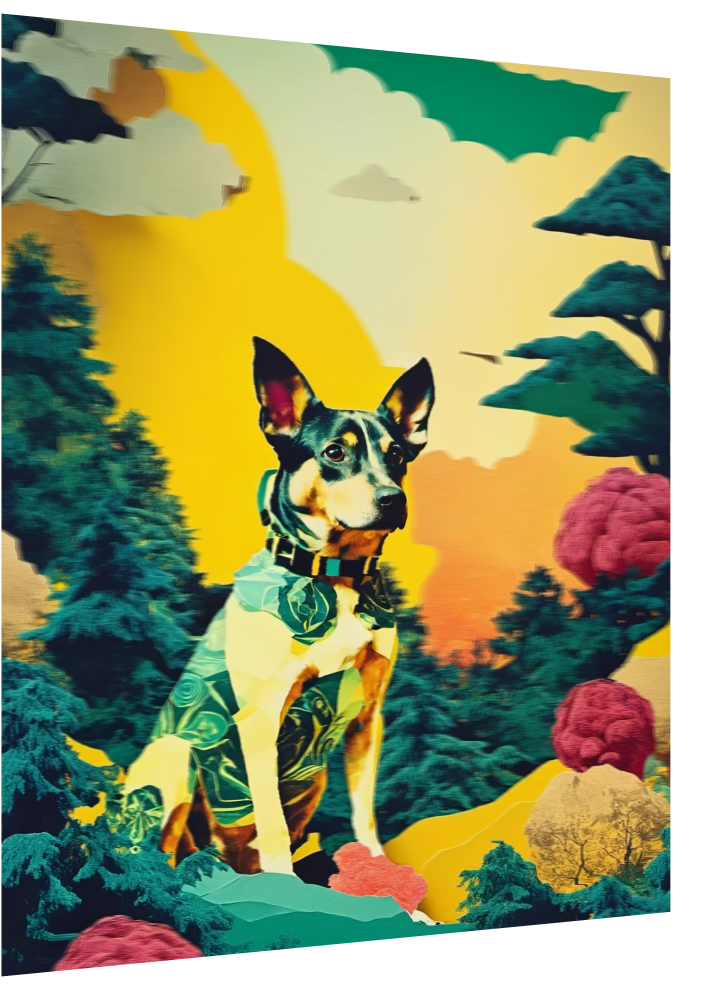 3D Lenticular Poster – Animated Paper Dog Wall Art