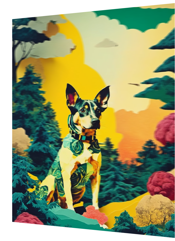 3D Lenticular Poster – Animated Paper Dog Wall Art