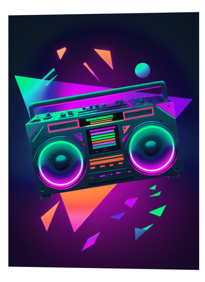 3D Lenticular Poster – Animated Retro Neon Boombox Art 3D Lenticular Poster – Animated Retro Neon Boombox Art