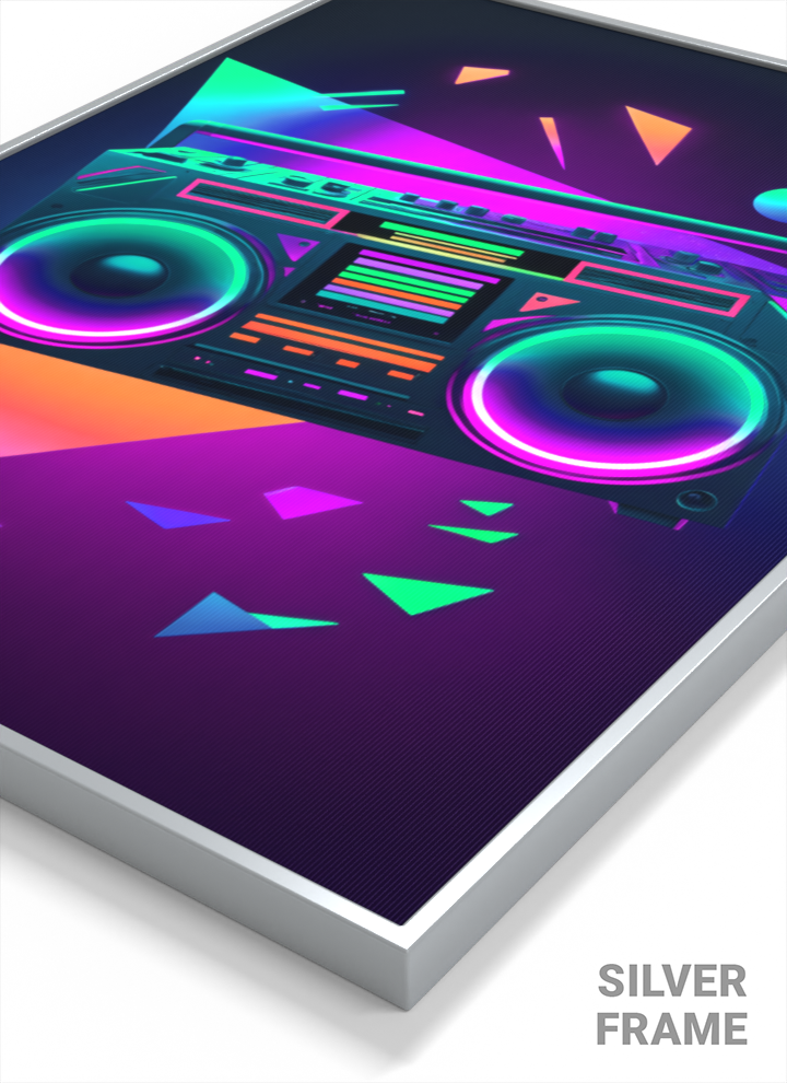 3D Lenticular Poster – Animated Retro Neon Boombox Art