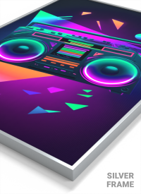 3D Lenticular Poster – Animated Retro Neon Boombox Art