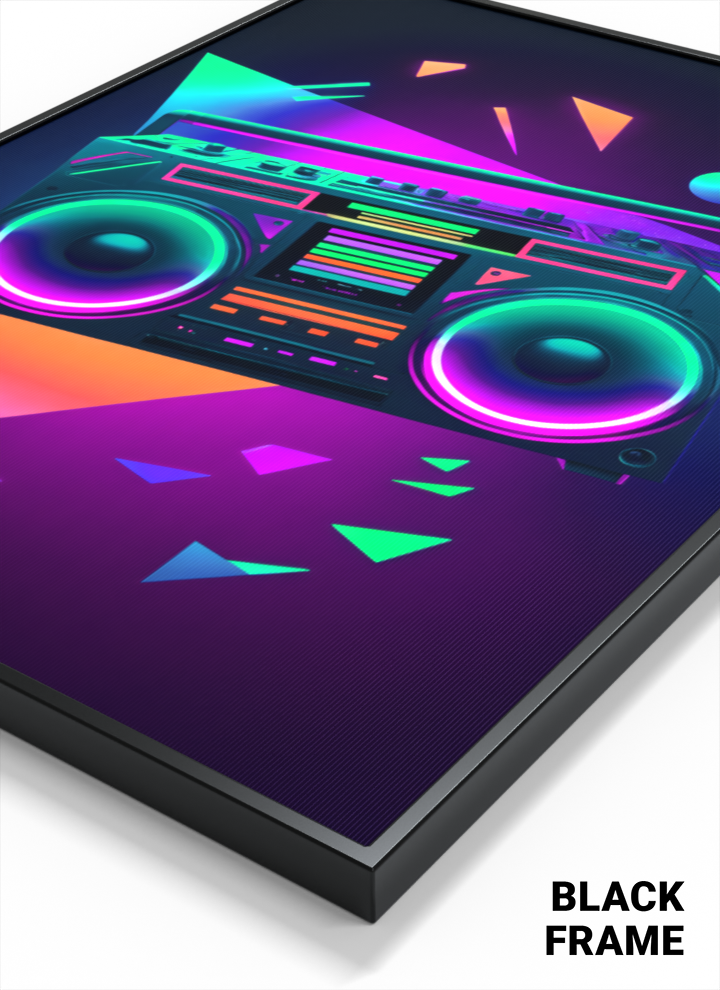3D Lenticular Poster – Animated Retro Neon Boombox Art