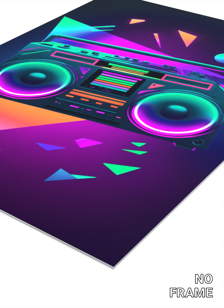 3D Lenticular Poster – Animated Retro Neon Boombox Art