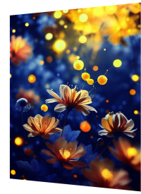 3D Lenticular Poster – Glowing Mystic Blossoms Wall Art