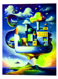 3D Lenticular Poster – Surreal City Fantasy Wall Art