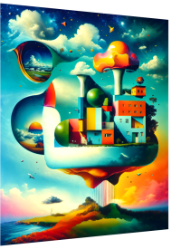 3D Lenticular Poster – Surreal City Fantasy Wall Art
