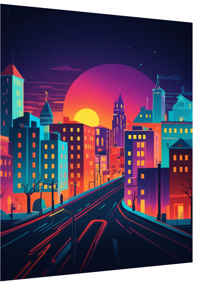 3D Lenticular Poster – Neon City Glow Animated Wall Print