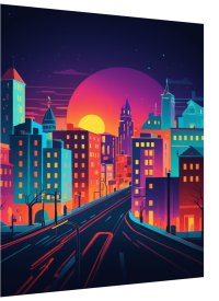3D Lenticular Poster – Neon City Glow Animated Wall Print
