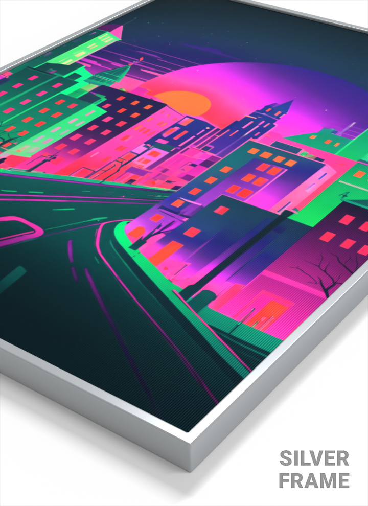 3D Lenticular Poster – Neon City Glow Animated Wall Print