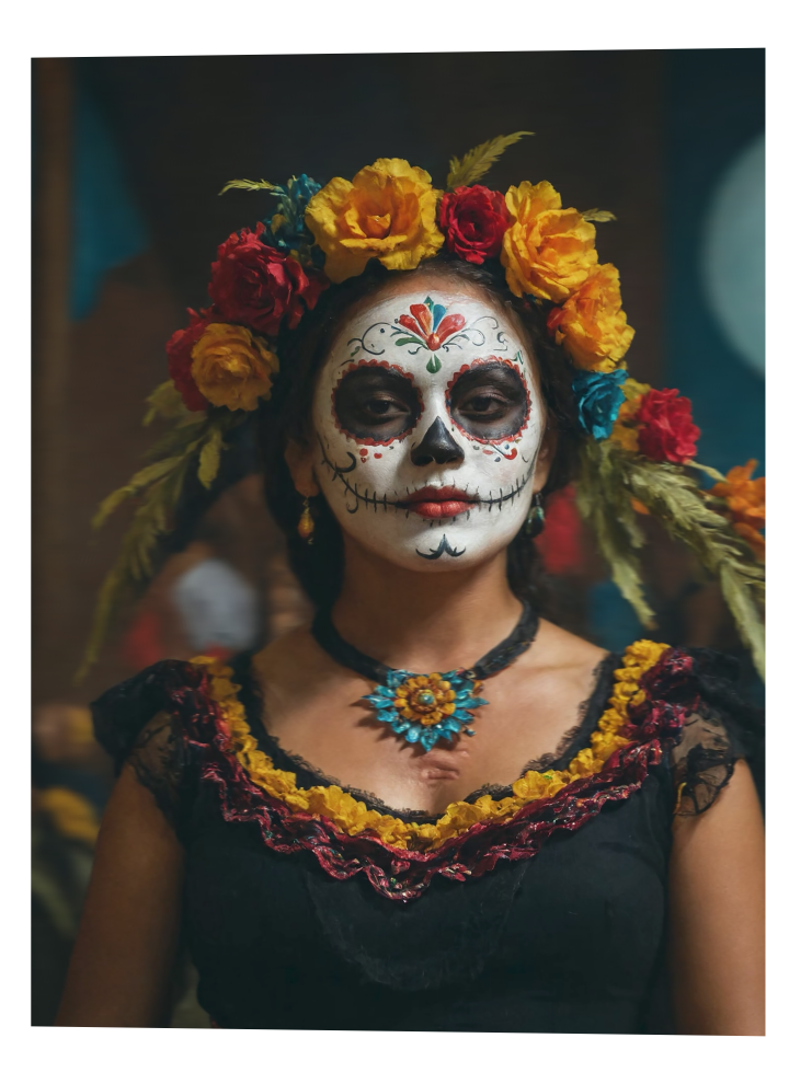 3D Lenticular Poster – Mexican Sugar Skull Woman Portrait