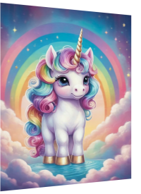 3D Lenticular Poster | Soft Pastel Unicorn Wall Art | No Drill