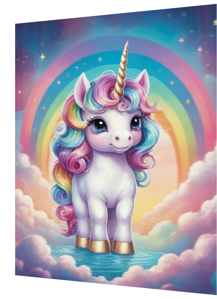 3D Lenticular Poster | Soft Pastel Unicorn Wall Art | No Drill