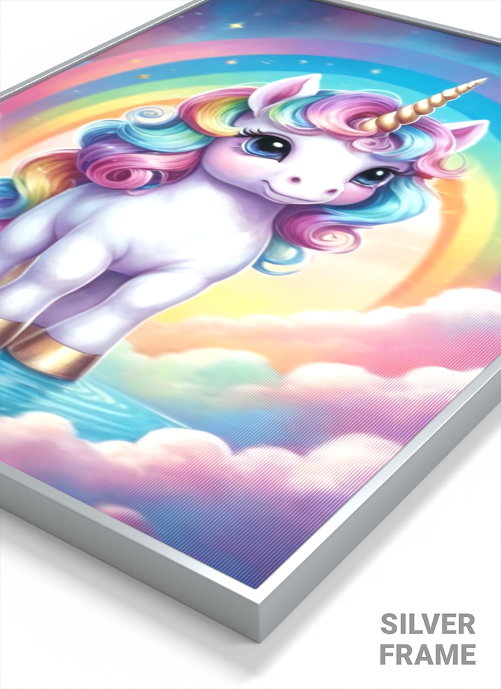 3D Lenticular Poster | Soft Pastel Unicorn Wall Art | No Drill
