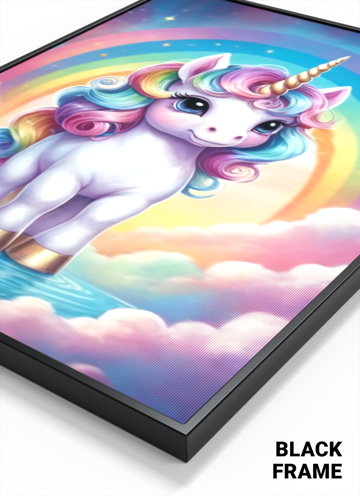 3D Lenticular Poster | Soft Pastel Unicorn Wall Art | No Drill
