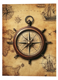 3D Lenticular Poster | Antique Navigation Wall Art | No Drill