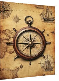 3D Lenticular Poster | Antique Navigation Wall Art | No Drill