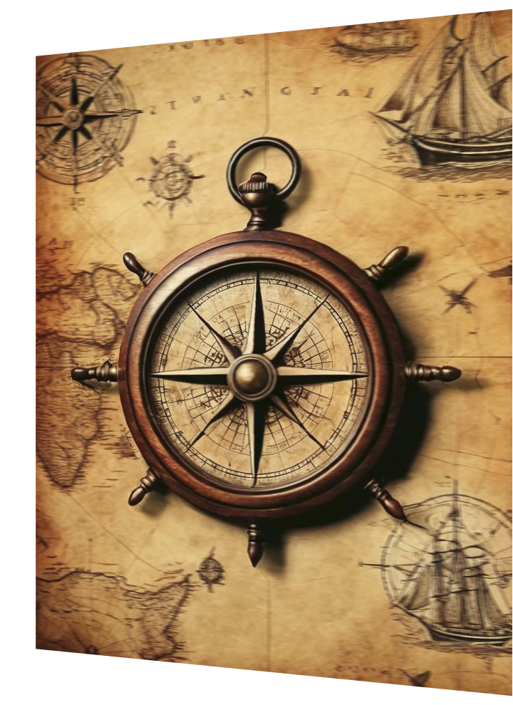 3D Lenticular Poster | Antique Navigation Wall Art | No Drill