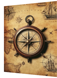 3D Lenticular Poster | Antique Navigation Wall Art | No Drill