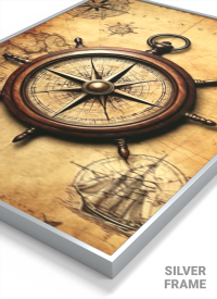 3D Lenticular Poster | Antique Navigation Wall Art | No Drill