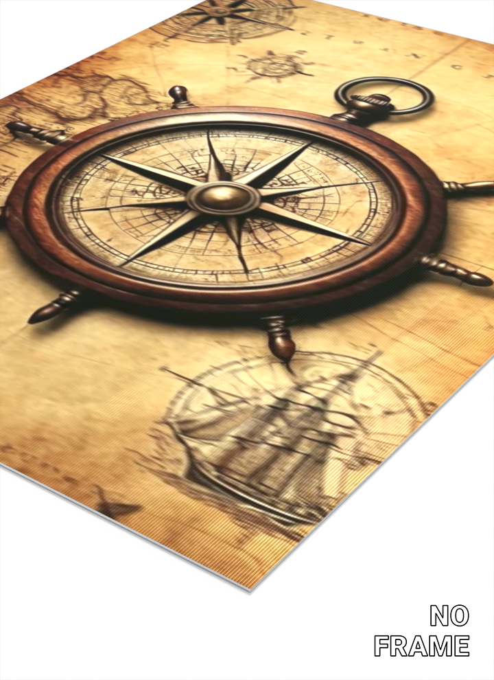 3D Lenticular Poster | Antique Navigation Wall Art | No Drill