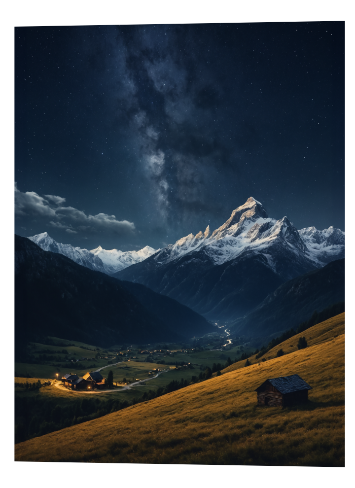 Mountain Majesty under Starlit Skies Mountain Majesty under Starlit Skies