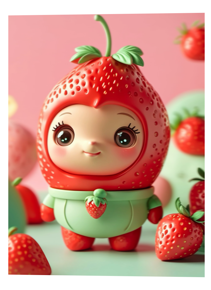 3D Lenticular Poster | Strawberry Fantasy Character Wall Art