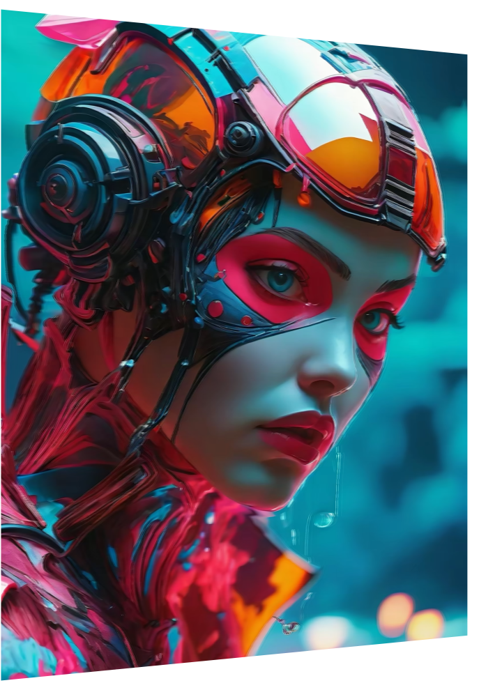 3D Lenticular Poster | Cyberpunk Girl Wall Art | Magnetic Decor
