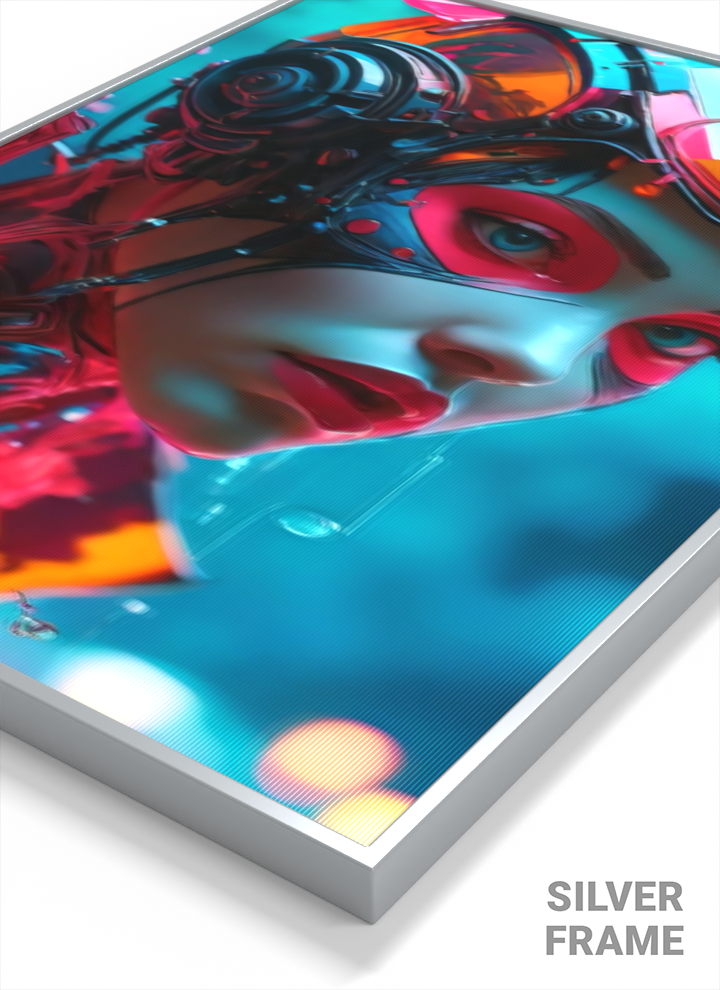 3D Lenticular Poster | Cyberpunk Girl Wall Art | Magnetic Decor