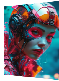 3D Lenticular Poster | Cyberpunk Girl Wall Art | Magnetic Decor