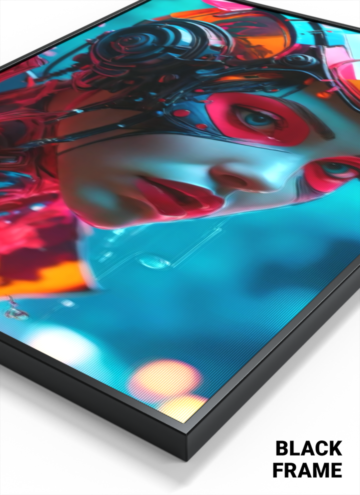 3D Lenticular Poster | Cyberpunk Girl Wall Art | Magnetic Decor