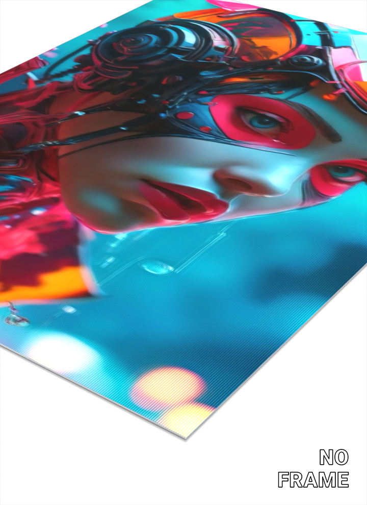 3D Lenticular Poster | Cyberpunk Girl Wall Art | Magnetic Decor