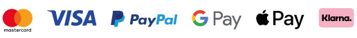 Mastercard, VISA, PayPal, Google Pay, Apple Pay, Klarna